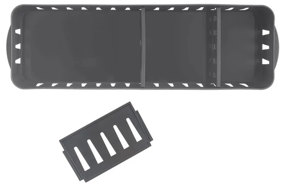 Orion Úložný box s priehradkami, stohovateľný, sivý, NIKI (4 priehradky), 32 x 10 x 7 cm