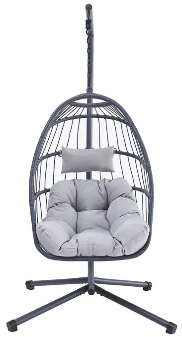 Autronic BONTEC Závesné kreslo, kov, polyratan, sivá, AZ-V1269 GREY Farba: Šedá