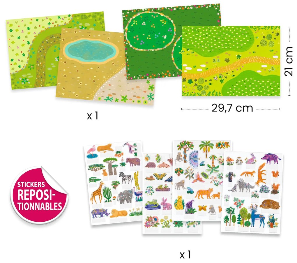 Kreatívna súprava so zdvíhacími samolepkami – 3D scény – zvieratá