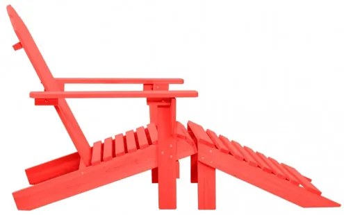 vidaXL Záhradná stolička Adirondack s otomanom jedľový masív červená-