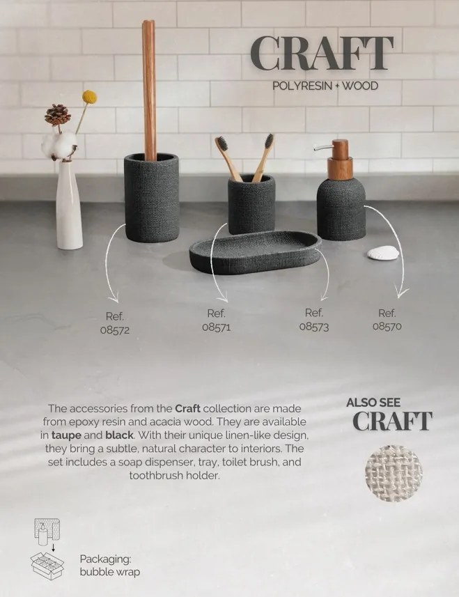 Erga Craft, pohár na zubné kefky na postavenie, čierna matná, ERG-08571