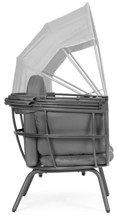 ZÁHRADNÉ KRESLO SO SKLADACOU STRIEŠKOU BAZIL ŠEDÉ