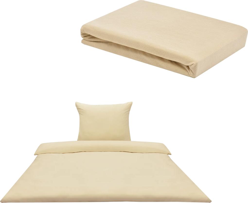 [neu.haus]® Sada posteľná bielizeň 155 x 200 cm + plachta 90-100 x 200 cm - béžová