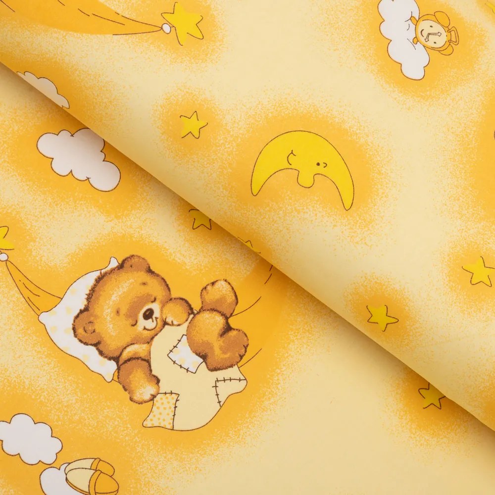 Biante Detský bavlnený záves Sandra SA-727 Spiace medvedíky na žltooranžovom 150x170 cm