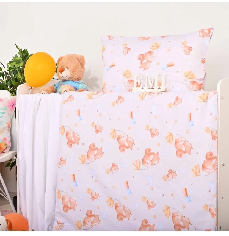 Obliečky detské Veverička v obláčikoch EMI, Detský set 90x130 + 45x65