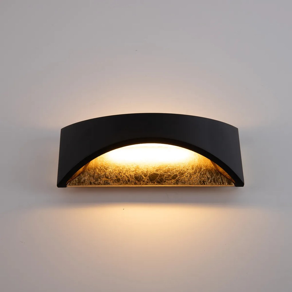 Moderná nástenná lampa čierna so zlatom vrátane LED - Ambor