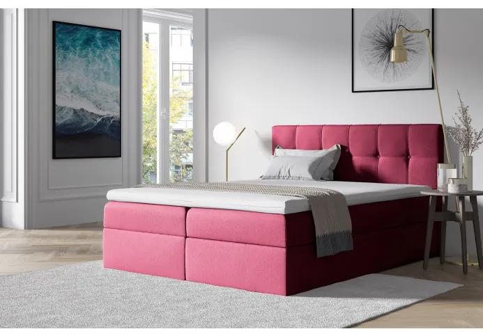 Štýlová manželská posteľ s úložným priestorom Recivio bordó 180 x 200