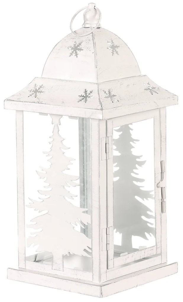 Lampáš kovový Ihličnan, biely, 31 cm