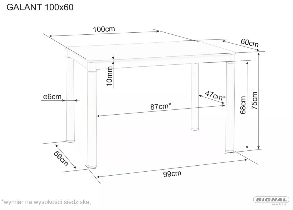 Jídelní stůl Galant 100 cm sklo/krémový