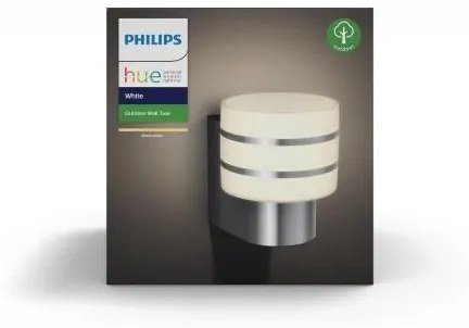 PHILIPS HUE Vonkajšie nástenné LED inteligentné osvetlenie HUE TUAR, 9,5 W, teplá biela, okrúhle, chrómované, IP