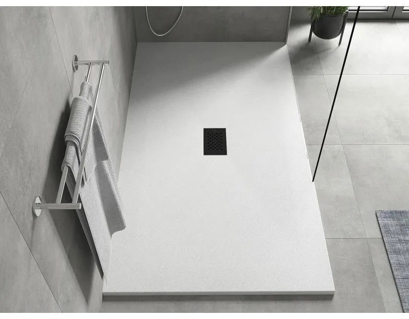 Mexen Hugo, obdĺžniková sprchová vanička SMC 150 x 100 cm, biela, čierna krytka, 42101015-B