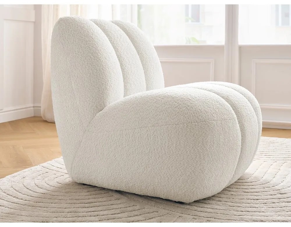 Biele kreslo z textílie buklé Janissaire – Bobochic Paris