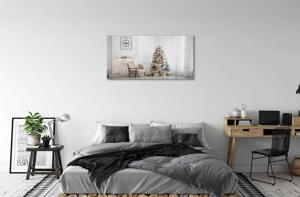 Sklenený obraz vianočné ozdoby 120x60 cm