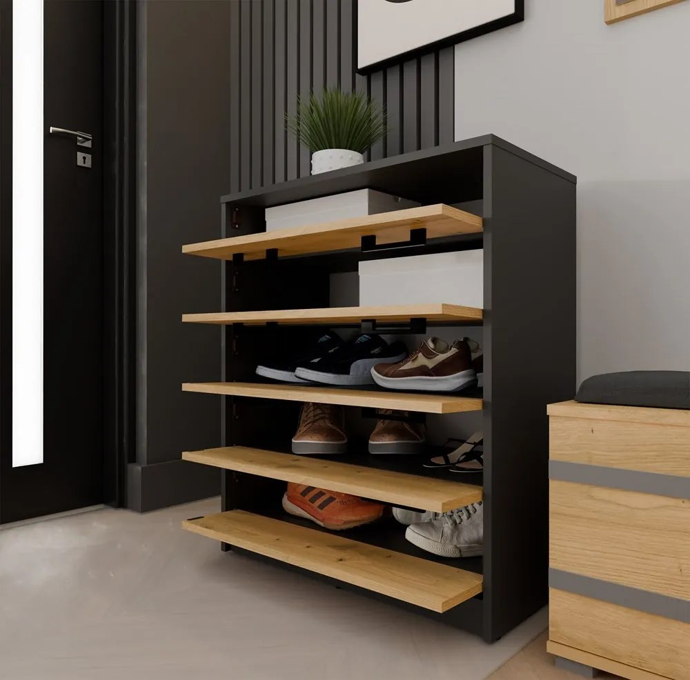 Botník ALEX 74 cm antracitový/dub artisan