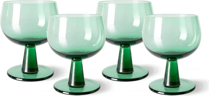 Set 4ks zelený pohár na víno na nízkej nohe The Emeralds - Ø 8*11cm/ 250ml