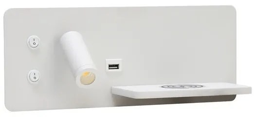 Immax 08285L-LED Nástenné sviet. s pol., USB a bezdr. nab. LED/3W/230V + LED/3W