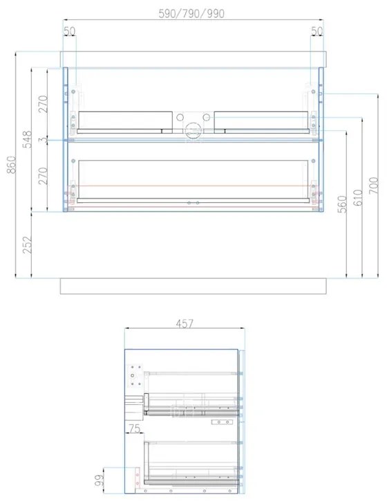 Mereo Mereo, Siena, kúpeľňová skrinka s umývadlom z liateho mramoru 101 cm, pre 2 batérie, MER-CN442M2