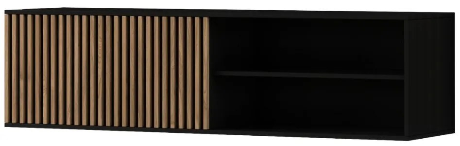 Závesný TV stolík MEORATI 150x40 cm, čierna/dub artisan