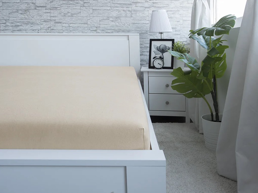 XPOSE® Jersey plachta Exclusive na vysoký matrac - biela káva 200x220 cm