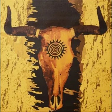 Obraz na stenu Boho býčia lebka, 65x65 cm%