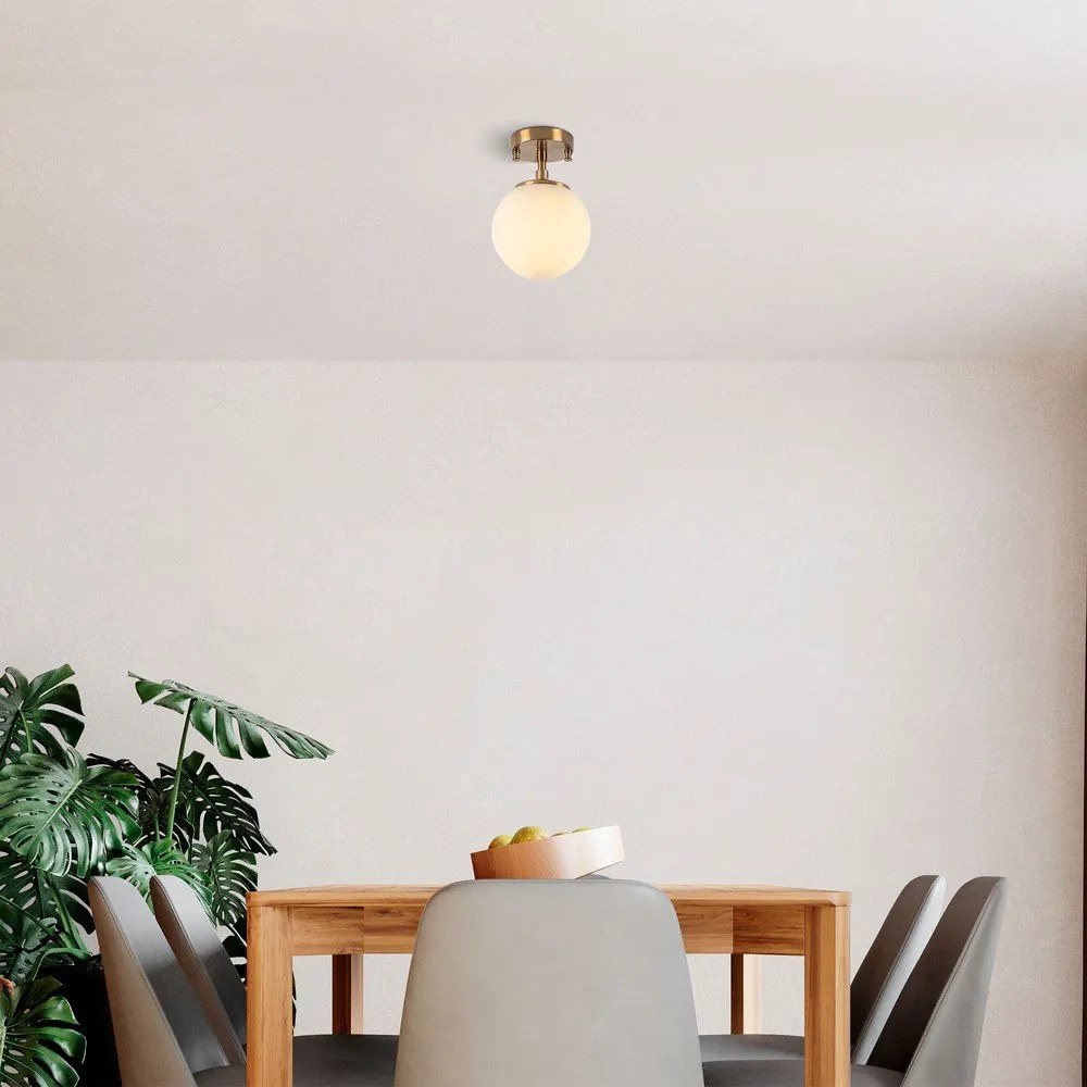 Biele/v mosadznej farbe stropné svietidlo so skleneným tienidlom ø 15 cm Atmaca – Opviq lights