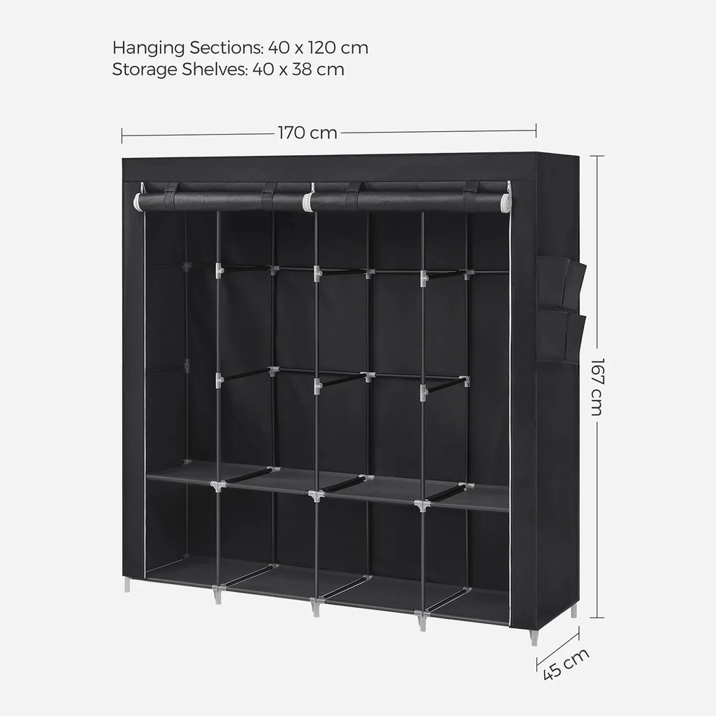 Textilná šatníková skriňa SANTIAGO čierna