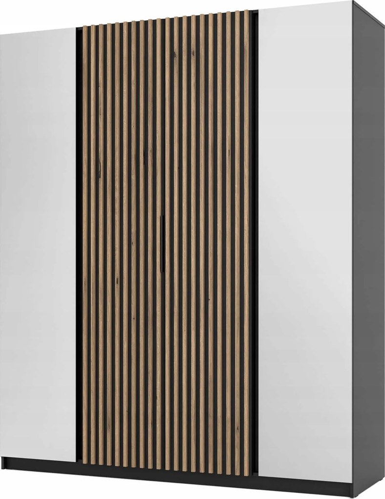 4-dverová skriňa do spálne so zrkadlom a lamelami Dravero Bl/bl-ev 2L 2LAM