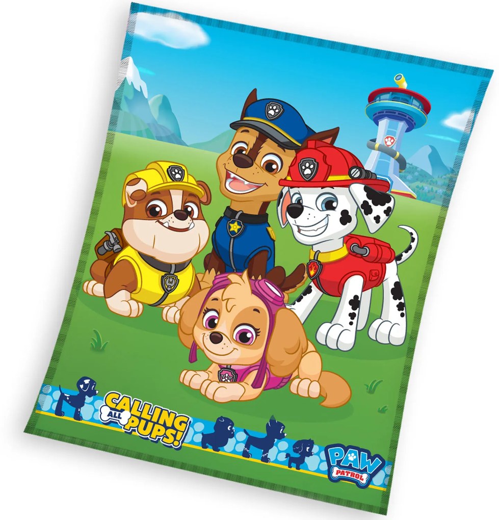 DETSKÁ FLEECOVÁ DEKA PAW PATROL 150X200 CM VZOROVANÁ