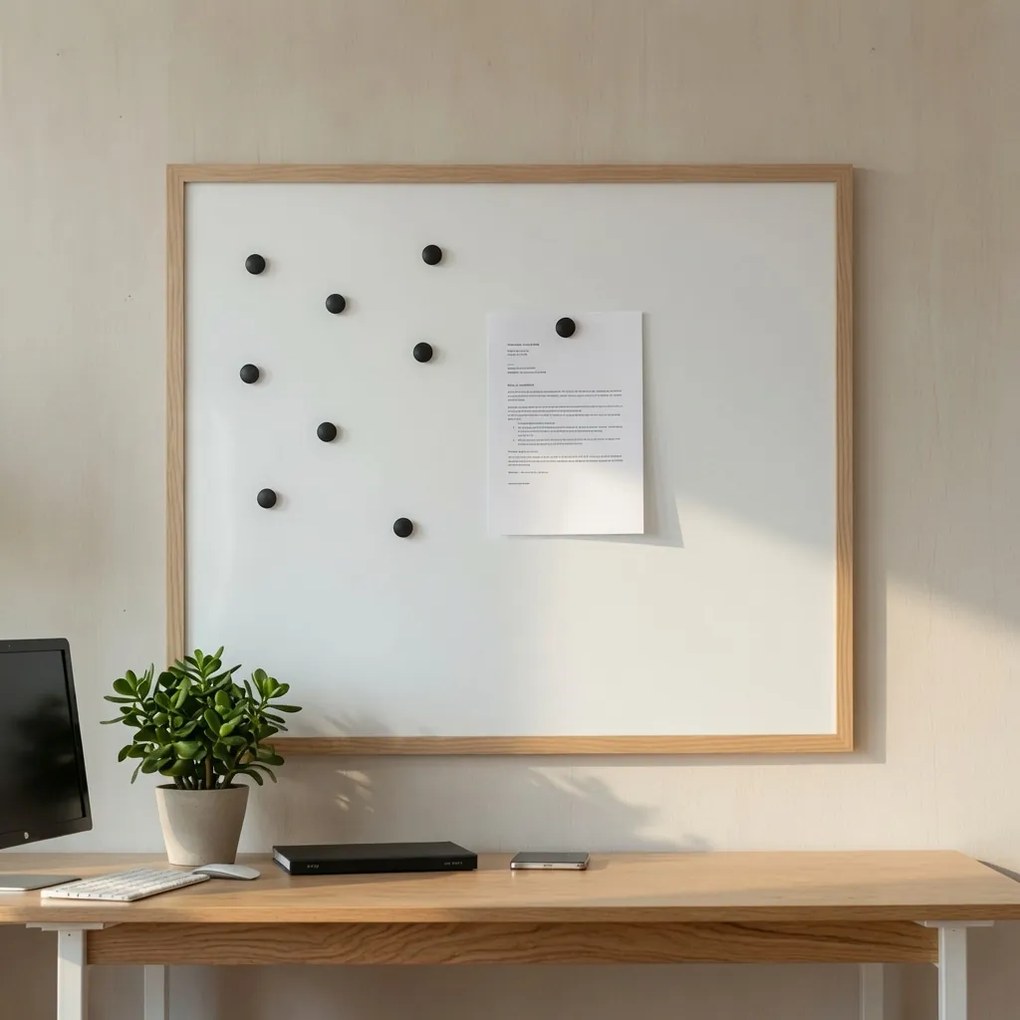 Toptabule.sk  Biela magnetická popisná tabuľa v prírodnom drevenom ráme CLASSIC 90x60 cm