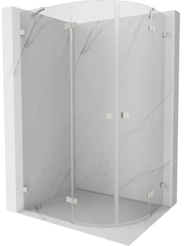 Mexen Lunar, polkruhový sprchový kút naklápací doľava 100 x 80 cm, 8mm číre sklo, oceľový profil, 833-100L-080P-97-00