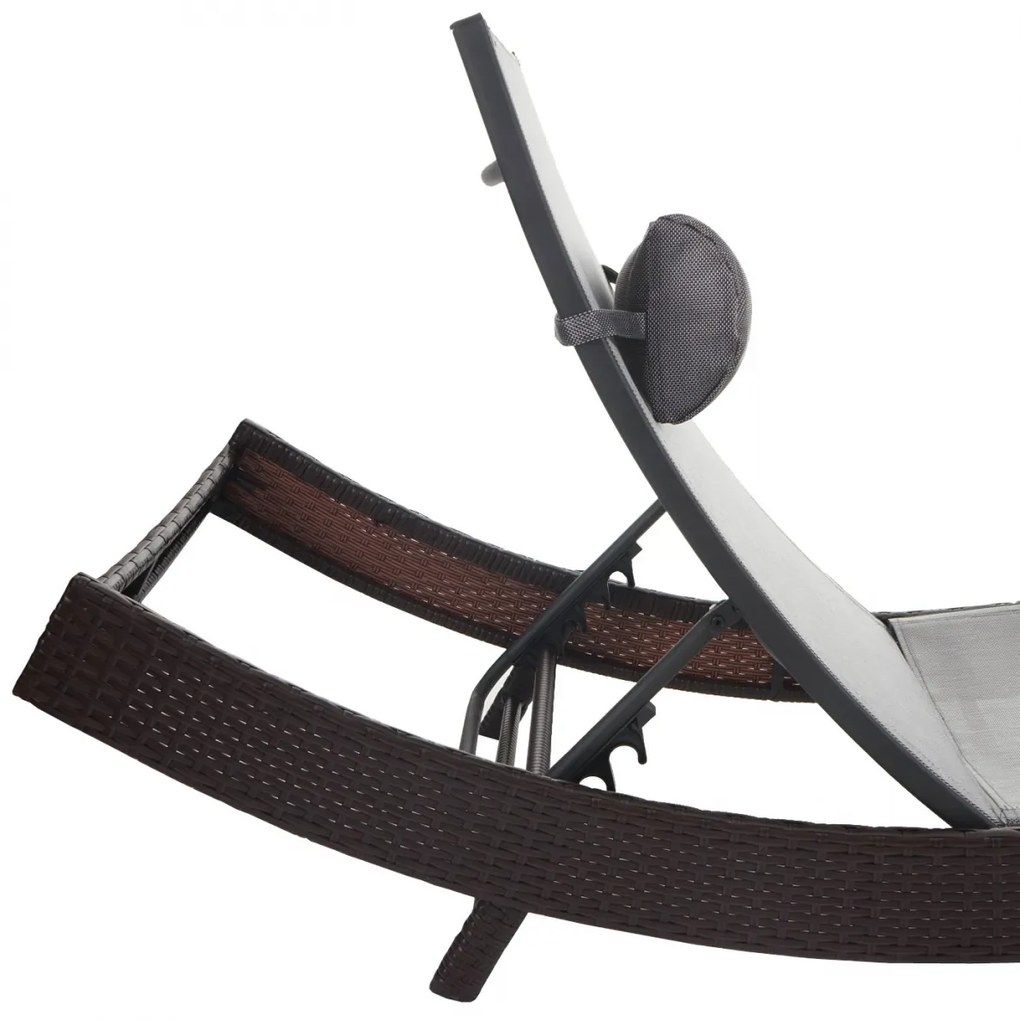 Lehátko Savannah, polyratan - melír hnedý, sivý poťah