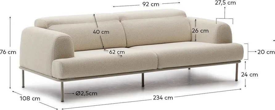 Béžová ženilková pohovka 234 cm Aurum – Kave Home
