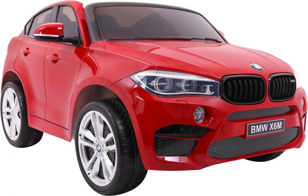 Ramiz Elektrické autíčko BMW X6M XXL pre 2 deti lakované červené SUV + diaľkové ovládanie + ekokoža