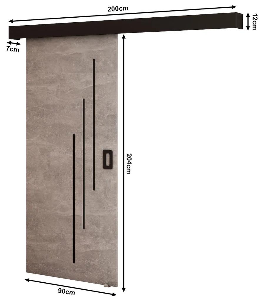 Posuvné dvere 90 cm Bethany V (betón + čierna matná). Vlastná spoľahlivá doprava až k Vám domov. 1043494