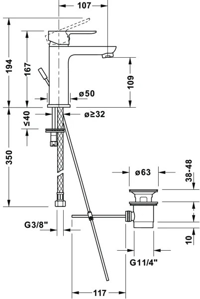 Duravit DC1023001046 - Umývadlová batéria + výpusť D-CODE matná čierna