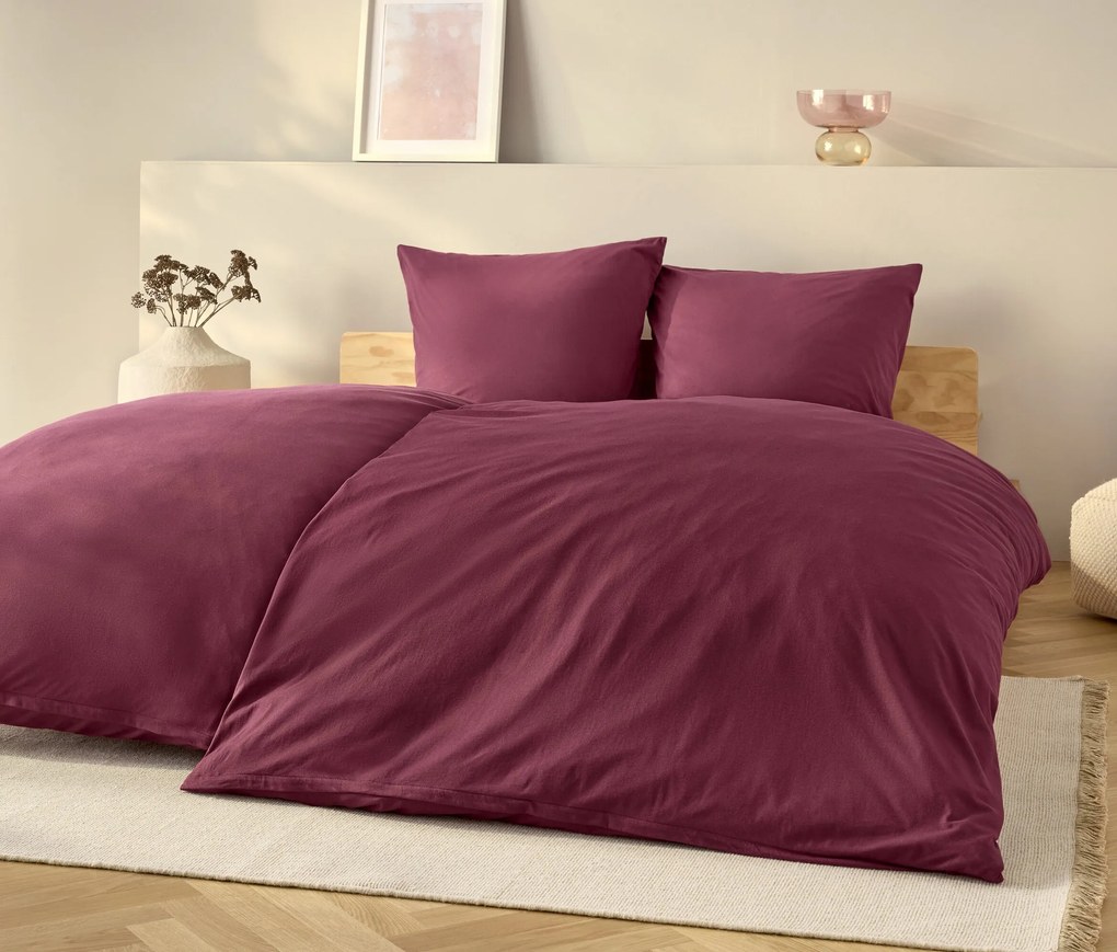 Džersejová posteľná bielizeň, bordovočervená, štandardná veľkosť