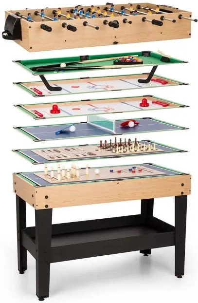 OneConcept Game-Star, herný stôl s 37 hrami, multiherný, odkladací priečinok, MDF