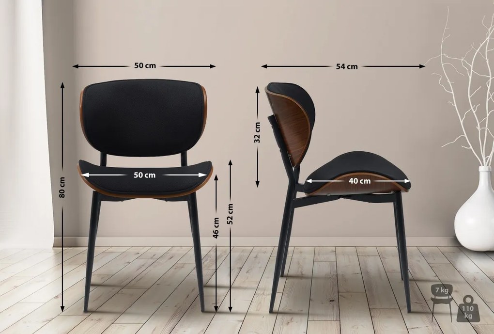 Stolička Enid - látka - Orech / Čierna