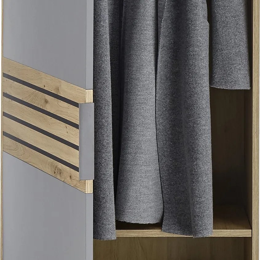 Predsieňová šatníková skriňa Milan, dub artisan/šedá