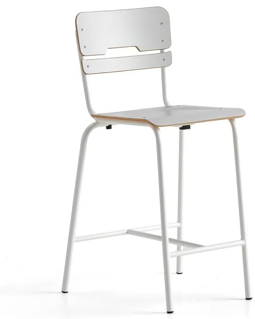 Školská stolička SCIENTIA, široké sedadlo, V 650 mm, biela/šedá