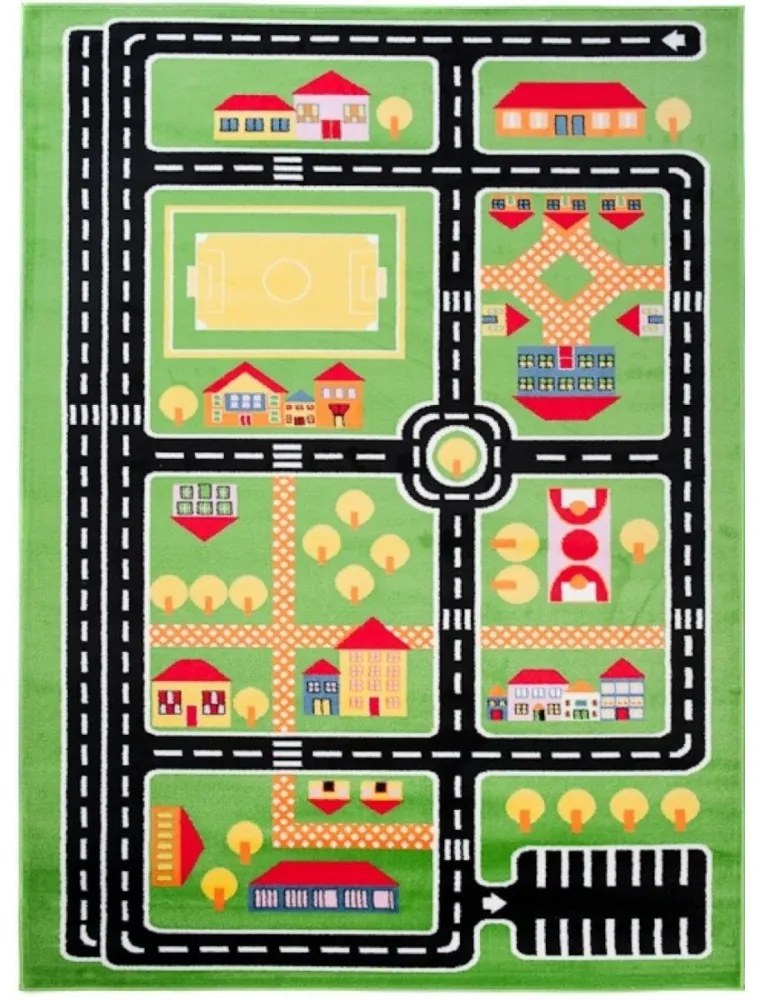 Detský kusový koberec plan mesta zelený, Velikosti 300x400cm