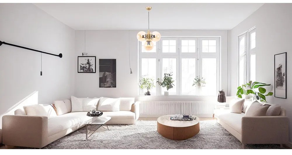 Žlté/v zlatej farbe závesné svietidlo so skleneným tienidlom ø 15 cm Hector – Squid Lighting