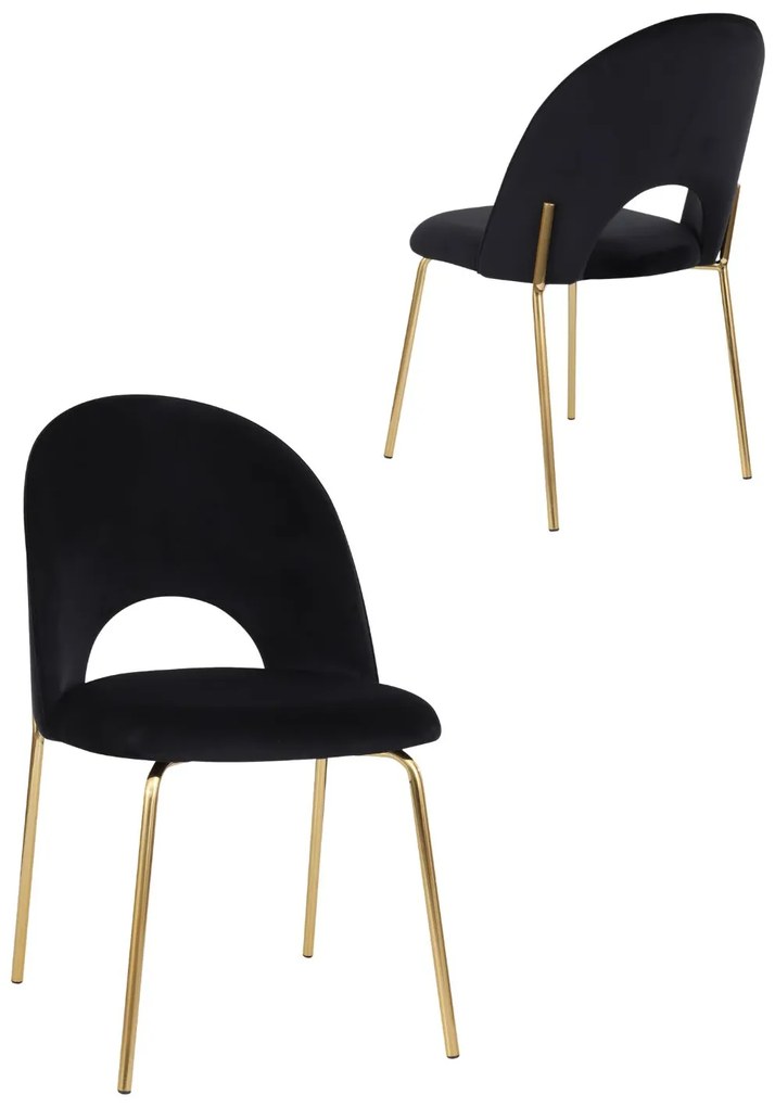 Jedálenská stolička Molly Gold, čierny zamat (108-77)