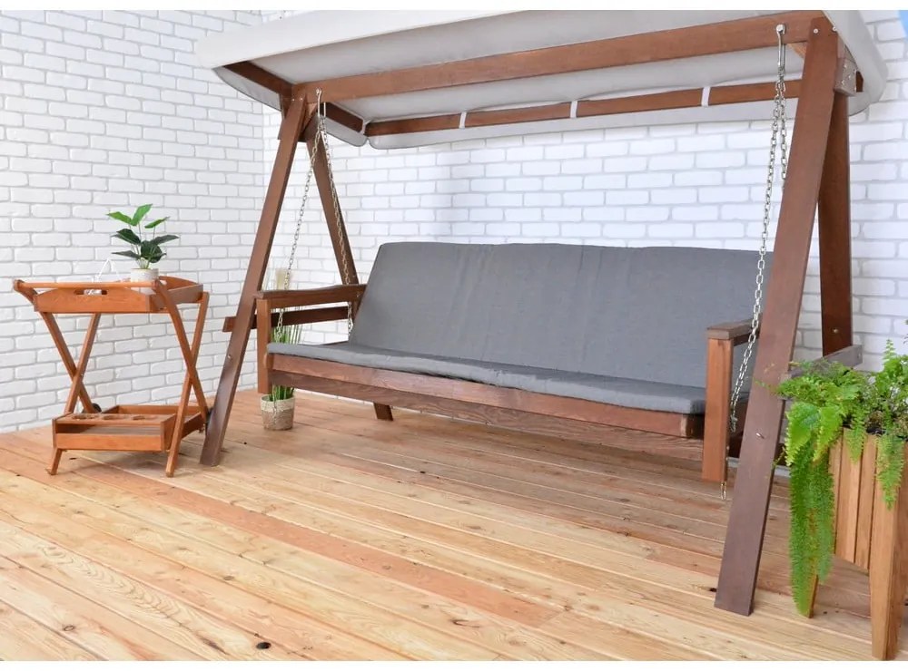 Sivo-hnedá drevená záhradná hojdačka Adelaida – Rojaplast