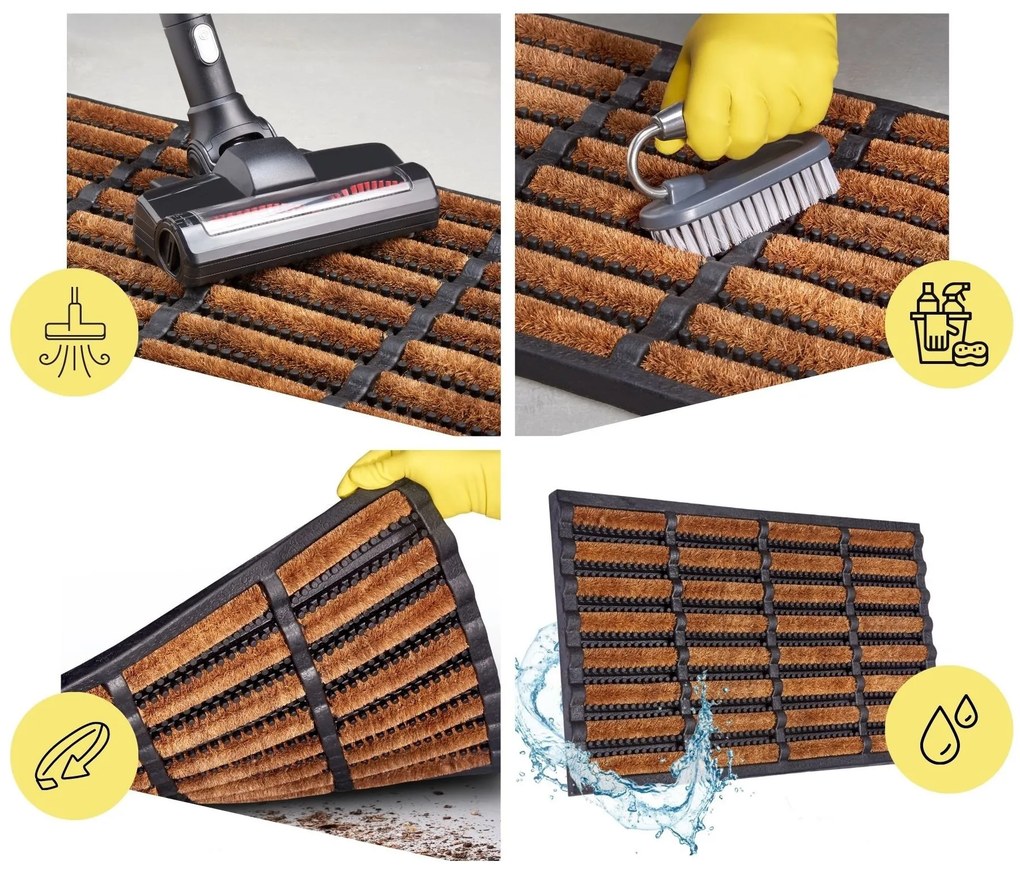 Hanse Home, Vonkajšie čistiaci rohožka Mix Mats Brushes 105647 Black Cocos – na von aj na doma, 45x75, hnedá, exteriér