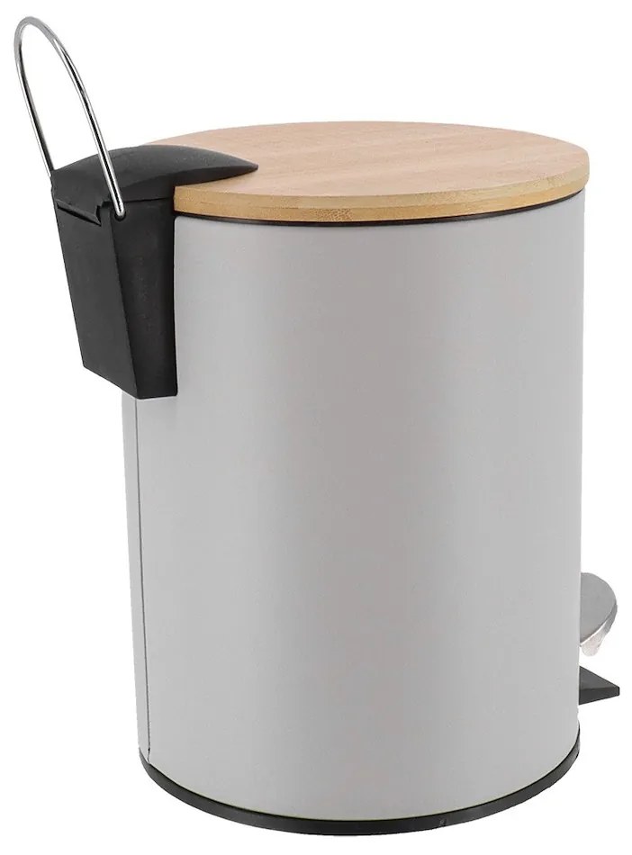 TENDANCE Odpadkový kôš Timeless, sivá/s drevenými prvkami, 2,5 l