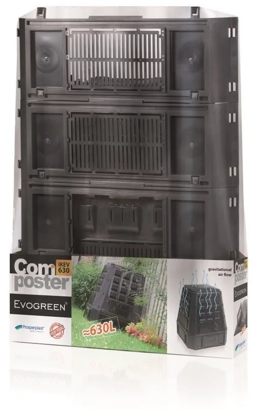Kompostér, 630 l, čierna