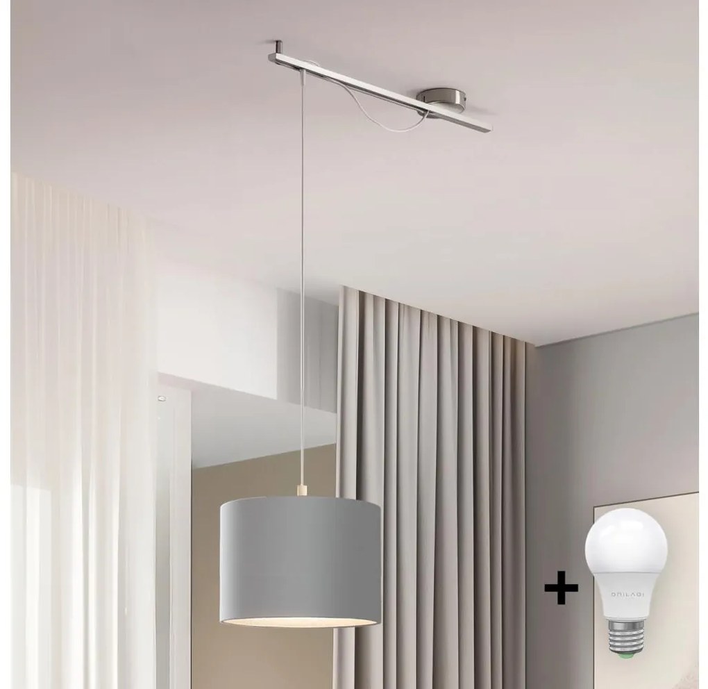 Eglo - LED  Luster na lanku CALCENA 1xE27/60W/230V chróm/šedá EG96795C