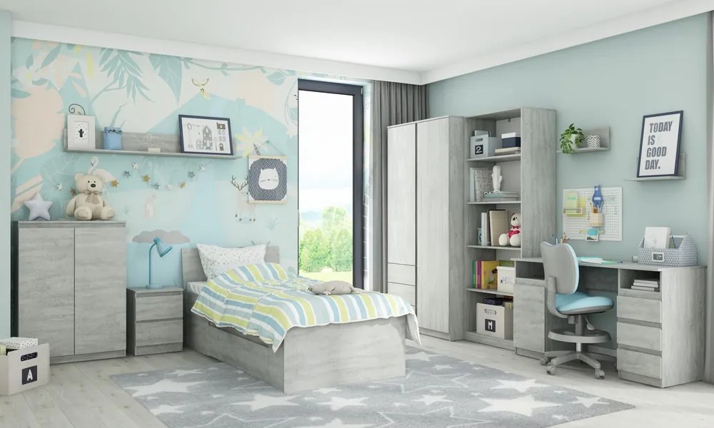 Šatníková skriňa Carlos, šedý beton, 100 cm