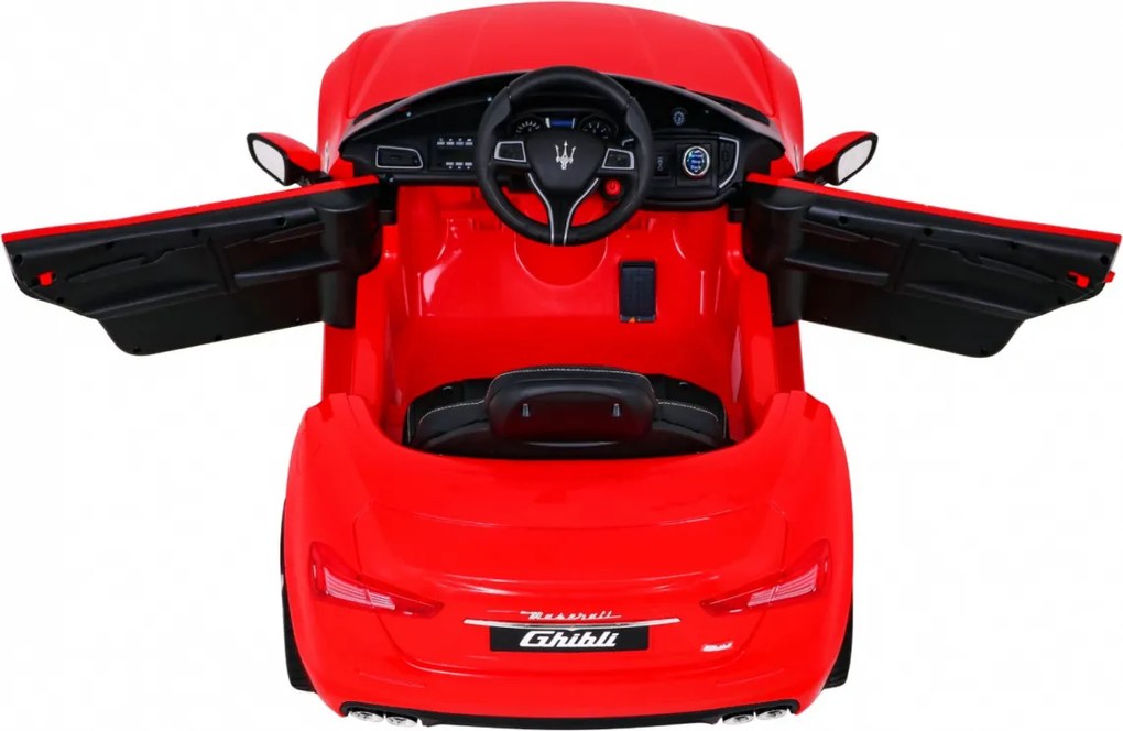 Ramiz Maserati Ghibli batéria pre deti Červená + diaľkové ovládanie + pomalý štart + EVA + MP3 USB + LED